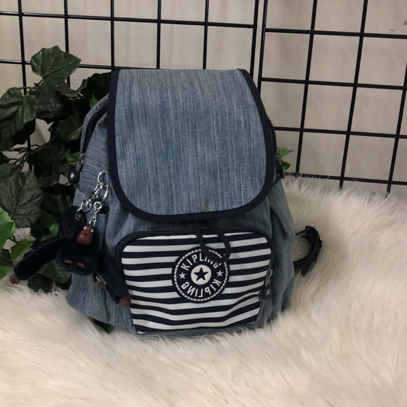 kipling denim backpack